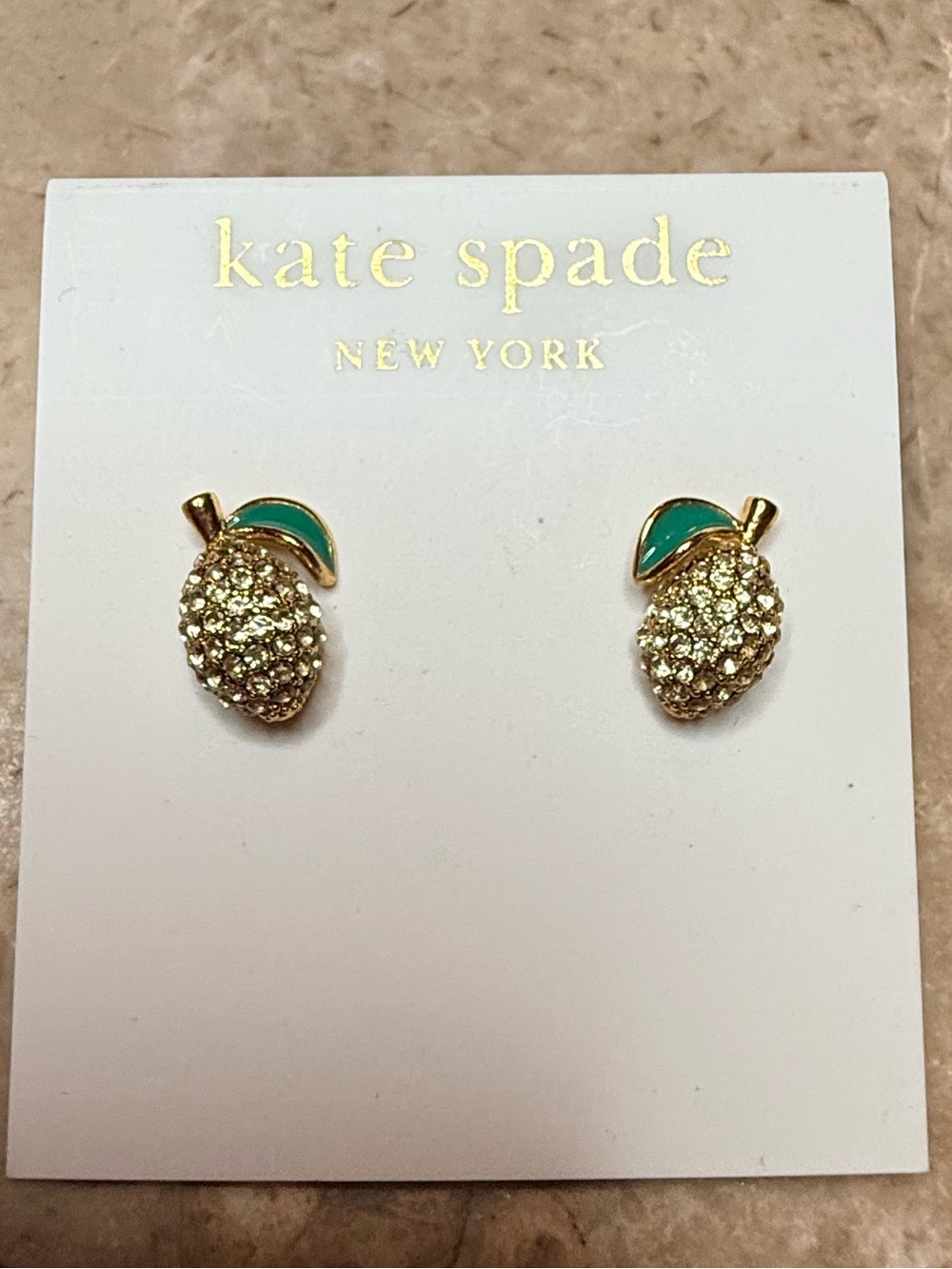 Kate Spade "PICNIC PERFECT" PAVE LEMON FRUIT Stud Earrings